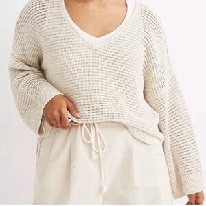 Madewell Cream V-Neck Sweater